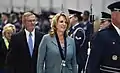 Secretary of the Air Force Deborah Lee James departs her farewell ceremony at Joint Base Andrews wearing the medal.