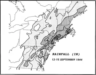 Contour map of rainfall totals