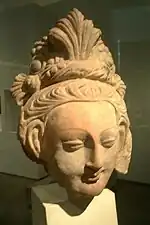 Head of a Bodhisattva, 6th–7th century terracotta, Tumshuq (Xinjiang)