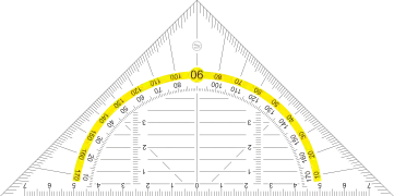 Geodreieck, a special type of protractor triangle (180°).