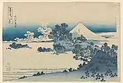 Seven-mile beach in Sagami province (Sōshū Shichiri-ga-hama). Woodblock print from the series Thirty-six Views of Mount Fuji (Fugaku sanjūrokkei) by Katsushika Hokusai, c. 1831