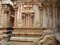 Wall relief and yali baluster entrance to shrine in the Ramalingeshwara group of temples, Avani