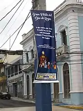 Sign for Three King's Day Festival in Manatí Central Plaza