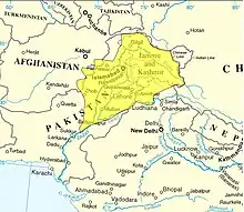 Sikh Empire at its largest spread in the north-west Indian subcontinent during 1839 CE; where usage of Nanak Shahi bricks became more popular.