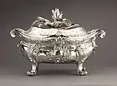 French Rococo tureen; 1749; height: 26.3 cm, width: 39 cm, depth: 24 cm; Metropolitan Museum of Art