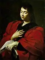 Saint John the Evangelist in meditation by Simone Cantarini(1612–1648), Bologna