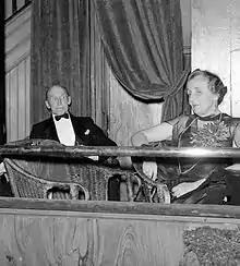 Sir Montagu and Lady Allan at the Guy Street theatre, Montreal, 1940