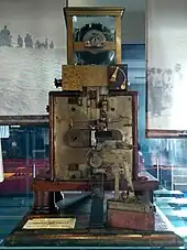 Sir William Thomson's telegraphic syphon recorder, on display at Porthcurno Telegraph Museum, in January 2019.