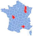 Départements under investigation by the 1993 government report