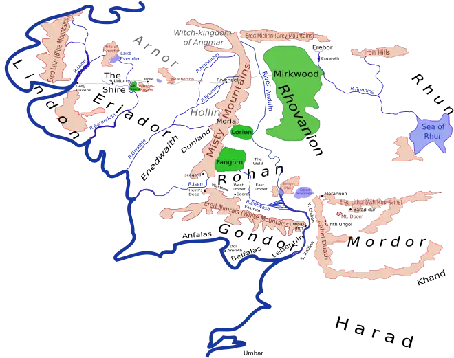 Sketch map of Middle-earth during the Third Age