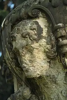 Weathering effect on a sandstone statue in Dresden, Germany