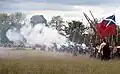 The Scottish Red Ensign at a historical reenactment of the Battle for Grolle.