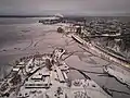 A winter view of northern Tampere and Näsijärvi lake from the tower