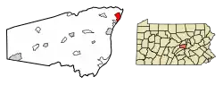 Location of Shamokin Dam in Snyder County, Pennsylvania.