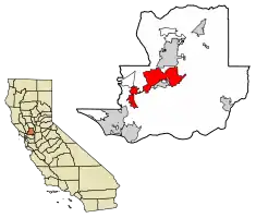 Location of Fairfield in Solano County, California.