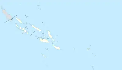 Map of Solomon Islands with mark showing location of Hele