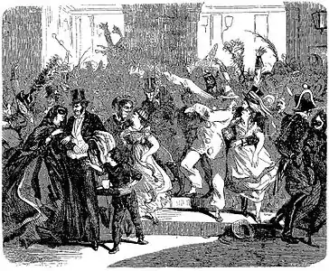 A crowd leaving the Opera Ball, 1860.