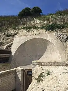 One of the Sound Mirrors at Fan Bay Deep Shelter.