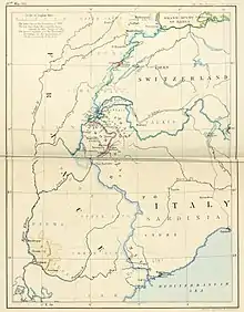 Border in 1814 after the Treaty of Paris