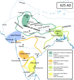 The Later Guptas as vassals of Harsha, c. 625 CE