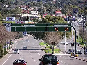 Main South Road at the northern end of the Southern Expressway, Adelaide, Australia, during morning peak (looking south), closed to south-bound traffic. This has now changed.