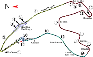 Layout of the Spa-Francorchamps circuit