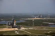 Space Shuttles Atlantis and Endeavour are placed at LC-39A and LC-39B in preparation for the final service mission to the Hubble Space Telescope (May 2009). Endeavour was ready for a contingency mission in case of trouble with Atlantis.