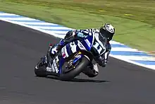 Ben Spies, riding his Yamaha YZR-M1 at the 2011 Australian Grand Prix.