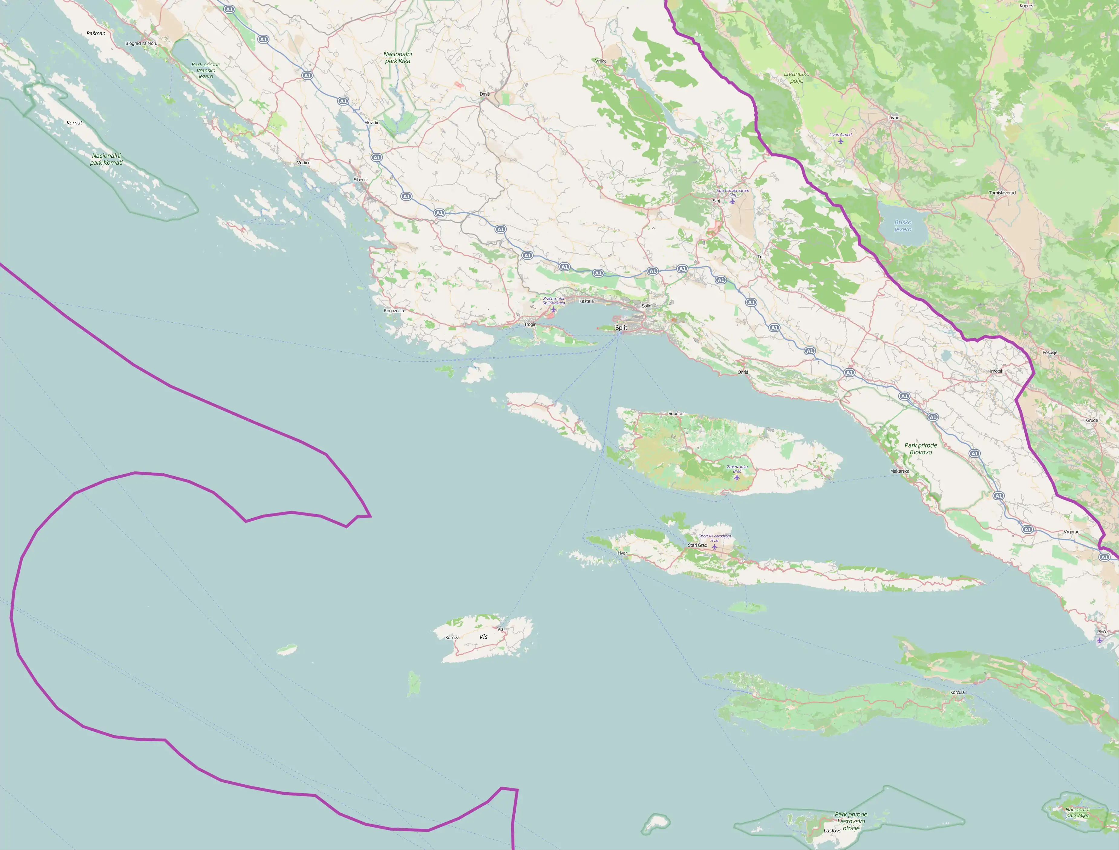 Korušce is located in Split-Dalmatia County