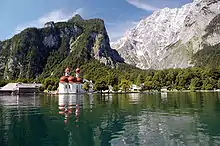 Image 22The St. Bartholomew's chapel on the Königssee in Bavaria is a popular tourist destination. (from Alps)