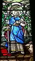 Stained glass window ( 1986 ) showing St Collen (Llangollen, Wales - St.Collen parish church)