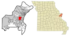 Location of Ladue, Missouri