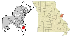 Location of Mehlville, Missouri