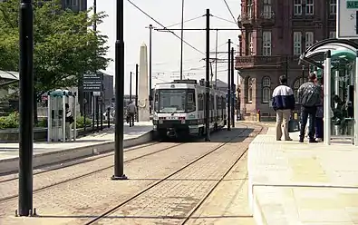 T-68 Tram at the old St Peter's Square tram stop in 1992.