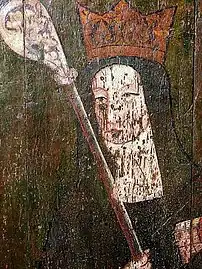 St. Withburga, depicted in a rood screen in Dereham.