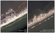 Aerial view showing sand dune erosion