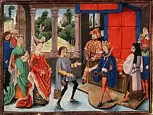 St Hubert of Liège offers his services to Pepin of Heristal, made in 1463 for Philip the Good Duke of Burgundy