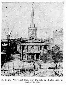 Newspaper image of the church building as it looked in 1888.