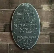 Grosvenor memorial (2003) in the Baptistery