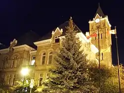 View of the St. Thomas City Hall at night