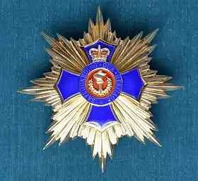 The star of the Order of Princely Heritage of Antigua and Barbuda featuring St Edward's Crown