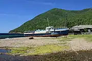 Ship on the shore of Lake Baikal in Bolshiye Koty