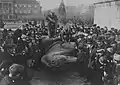 Destruction of the statue of William I in Strasbourg, photograph by Frédéric Gadmer, 21 November 1918