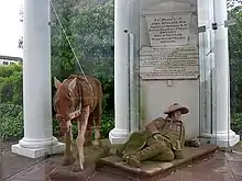 Statue of "Old Mortality" and his pony, in the grounds of the Dumfries Museum. The sculptures are by John Corrie.