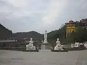 Statues of Guanyin, Manjushri and Samantabhadra.