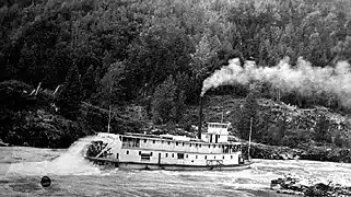 SS Inlander on the Skeena River at Kitselas Canyon, 1911