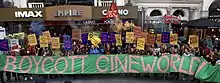 Striking Picturehouse staff holding a protest in Leicester Square, London, 2017