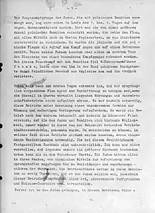 Page 5 of Stroop Report describing German fight against "Juden mit polnischen Banditen" – "Jews with Polish bandits".