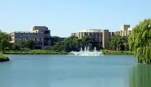 Norris University Center (left) at Northwestern University in Summer