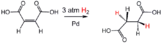 Hydrogenation of maleic acid to succinic acid.